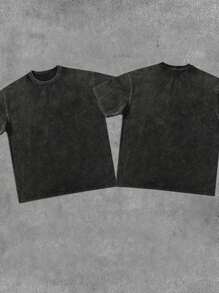 Men's Retro 230g Washed Cotton T-Shirt, Printing " MONEYISM" Mens Shirts ,Y2K CLOTHES ,Men Graphic Tees,Men Shirt,Sweatshirts,Shirt For Men - 黑色 - 查看 6