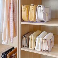 Luxury Handbag Storage Rack - Transparent Plastic Organizer With Multiple Compartments For Purse Display, Wardrobe Divider Shelf, Portable & Independent, Ideal For Home Or Retail Use, Accessory Organization | Sleek Organizer | Plastic, Handbag Organizer, Purse Organizer, Purse Storage, Mounted Closet Systems Transparent Storage Rack Bag Storage Artifact Wardrobe Layered Partition Bag Storage Display Rack Home Space-Saving Storage Shelf