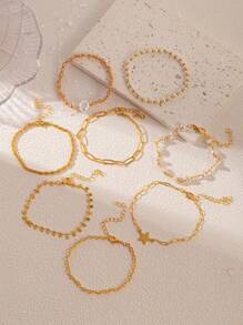 8pcs/Set Women's Fashion Beach Star Beaded Bracelets, Wedding Engagement Party Jewelry Gift