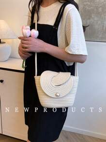 low tea 1 pieza Bolso de hombro de unicolor de tela de PU CHAIKA & KILTER, bolso de hombro de moda vintage tejido, cierre a presión, correa ajustable para el hombro o cruzado, adecuado para uso diario y al aire libre