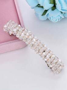 1 件简约水晶优雅发爪夹，适合日常佩戴，发饰，爪夹，发夹，发夹，发夹 - 白色 - 查看 1