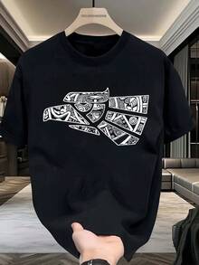 Camisetas casuales para hombre, camisetas urbanas informales con letras, 100% algodón, suaves y cómodas, frescas y transpirables, talla adecuada, deportes casuales, tenis para hombre, fútbol, ​​con pantalones cortos para hombre, camisetas para hombre, camisas para hombre, camisetas de verano, con chaquetas para hombre, abrigos para hombre - Negro - Ver 2