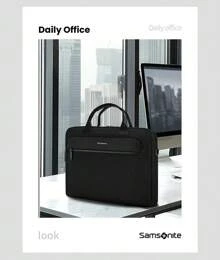 Samsonite Men's Briefcase BN609007 Waterproof 15.6-Inch Computer Compartment Removable Shoulder Strap Business Casual Suitable For Daily Office/Business Travel Black
