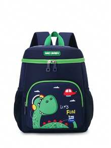 1pc Super Cute Dragon Cartoon Printed Children's Backpack, Padded Shoulder Straps Design, Suitable For School And Daily Use