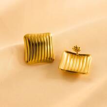 2 pares de Pendientes cuadrados de moda a rayas, joyería de calidad para las oídos de las mujeres