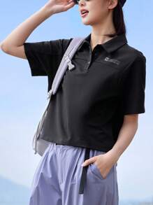 CAMEL CROWN Camisa tipo polo para mujer de secado rápido para exteriores, transpirable y con absorción de humedad