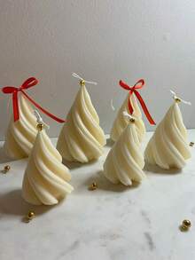 1pc 3D Geometric Christmas Tree Candle Mold, Resin Soap Casting Mold For DIY Candle Making, Christmas Column Tree-Shaped Clay Craft And Plaster Supplies - White - View 12