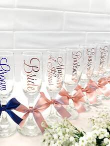 1/2/6 szt. personalizowanych kieliszków do szampana, materiał szklany, 6 uncji/180 ml, możliwość personalizacji imienia, tytułu i koloru kokardy, ślubne kieliszki do szampana, odpowiednie na wesela, dekoracje ślubne, personalizowane szklanki, dekoracje na imprezy, prezenty dla druhen, urodziny, wieczory panieńskie, wieczory kawalerskie i specjalne okazje, odpowiednie również dla panny młodej, pana młodego, druhen i drużbów - czara - Zobacz 7