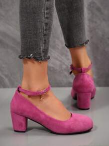 Chaussures à talons épais pour femmes grande taille, élégantes sandales à boucle mode talons hauts pour robes