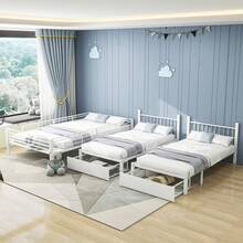 okwish Bunk Bed 90x200cm & 140 X 200cm With Drawers Suitable For Three Children, Loft Bed With Fall Protection, Metal Bed Children's Bed Frame With Slatted Frame, Convertible Into 140 X 200 Double Bed And Two 90 X 200 Single Beds - trắng - Xem 2