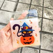 100 Stücke Halloween selbstklebende Geschenktüten mit Kürbis-, Geister-, Schwarzkatzen-, Fledermaus- und Eulenmotiven, Verpackung für Partygiveaways, einfach zu versiegeln, glatte Ränder, reißfest, geeignet für Partys, Feiertage, Geburtstaggeschenke, Überraschungen, Kartenspeicherung, Schmuckorganisation, Halloween-Souvenirs