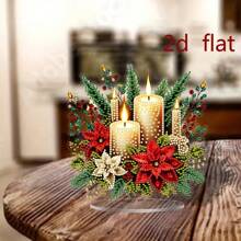 2D Flat Design Bohemian Style Christmas Candle Pattern 5D Diamond Painting Acrylic Display Set - The Candle Pattern Is Great For DIY Enthusiasts And Beginners, Home Wall Decor And Birthday Gifts, Holiday Home Decor | Bohemian Style |