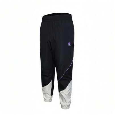 Adidas بنطلون رياضي للرجال ذو لون أحادي مع رقعات قماش، خصر سحاب سحب