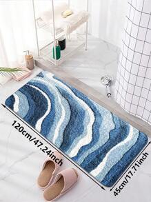 1pc Luxury Faux Cashmere Blue & White Wave Pattern Carpet, Modern Minimalist Ins Style Rectangular Washable Bath Mat, Soft Skin-Friendly TPR Non-Slip Bottom Kitchen Mat, Washable Welcome Doormat, Durable Bedroom Decor Small Rug, Suitable For Home, Living Room, Bedroom, Kitchen, Laundry Room, Garden, Corridor And Outdoor Decoration Rugs, Multiple Size Options, Suitable For Spring, Fall Decor, Autumn And Winter