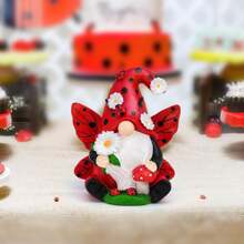 1 pièce Statue de gnome coccinelle en résine - Style élégant, décoration thématique de collection, convient à divers types de pièces, décoration de jardin et pelouse, pour Noël, Halloween, Thanksgiving, été, automne - Usage intérieur/extérieur