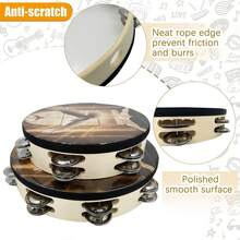 Peace Church Double Layer Hand Tambourine 8/10 Inch Hand Shake Tambourine Percussion Instrument Dance Hand Clap Drum Bible Pattern - Multicolor - View 3