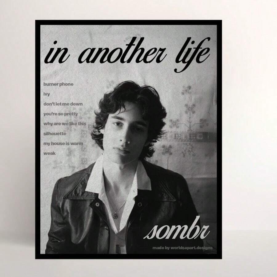 1张Sombr乐队“In Another Life”海报 - 独立流行音乐墙饰，乐队美学帆布印刷墙画，粉丝礼物装饰，现代客厅卧室宿舍无框画 - 彩色 - 查看 1