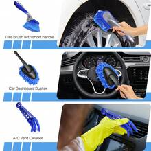 AutoFu 29Pcs Car Detailing Brush Set Soft Brushes Interior Wheel Valet Pro Cleaning Kit, With Storage Bag, Washing Dashboard Wheels, Multifunctional Cleaning Tools - Multicolor - Ver 8