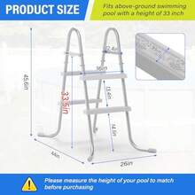 33" 2-Step Steel Frame Above Ground Swimming Pool Ladder,Heavy Duty Double Sided Removable Pool Steps,Pool Ladder Steps With Non-Slip Plastic Steps For Entry And Exit - None - View 1