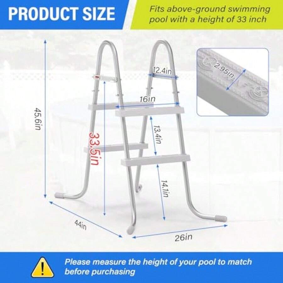 33" 2-Step Steel Frame Above Ground Swimming Pool Ladder,Heavy Duty Double Sided Removable Pool Steps,Pool Ladder Steps With Non-Slip Plastic Steps For Entry And Exit - None - View 1