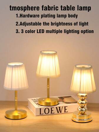 1pc USB Rechargeable LED Fabric Lamp, Built-In 1800mAh Long-Lasting Battery, 3 Color Temp Modes Dimmable Desk Lamp, Patio Lamp, Portable Home/Office/Bedroom Nightlight, Fashionable Dining Room Ambient Light, Outdoor Camping Lamp