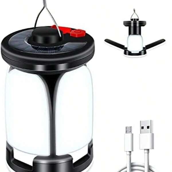 Camping Lantern, LED Camping Lights Lamp With 6 Light Modes, 60 LEDs Ultra Bright LED Tent Light, USB & Solar Rechargeable Camping Lights For Camping, Fishing, Hiking, Outdoor Party Etc
