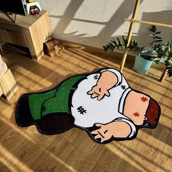 1 Unique Cartoon Character Design Decorative Carpet, Imitation Cashmere Soft Wool Material Soft And Comfortable Super Absorbent Floor Mat, Suitable For Home Decoration Bedroom, Sofa Or Living Room, Bathroom, Decorative Mat, Weight 1000g/M2, Thickness 10mm, Machine Washable And Hand Washable, Polyester Material, Sofa Accessories | Living Room Fun Embellishment Carpet