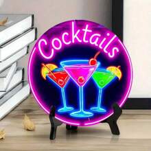 1pc 2D Flat Non-Illuminated Multicolor Neon Wall Art Theme 2D Circular Metal Signage, Suitable For Indoor And Outdoor Use, Metal Decoration, Easy To Hange, Waterproof, Fade Resistant, Heat & Cold Resistant, Perfect For Home, Garden, Bar, Cafe, Gym, Garage, Toilet, Mural. , Perfect For Room Decoration. Classics, Decorations, Gifts.