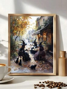 1 件女巫咖啡馆海报、女巫印象派印刷品、万圣节女巫和黑猫墙壁艺术、奇思妙想艺术、穆迪墙壁艺术、卧室装饰、客厅装饰、办公室装饰、餐厅墙壁装饰、厨房装饰、书房、走廊、宿舍装饰、浴室装饰、送给朋友的理想礼物、墙壁艺术、墙壁装饰、家居装饰、房间装饰、帆布墙壁艺术、海报、带框架的墙壁艺术、可选框架