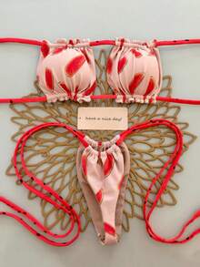 2 件西瓜水果性感露背系带泳衣比基尼，适合海滩、度假村、舞台和表演 - 西瓜粉 - 查看 7