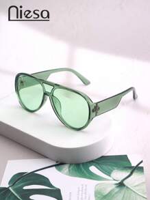 1pc Women's Fashion Pilot Frameless Glasses, Classic Glasses, Solid Color Boho PC (Polycarbonate) Glasses, Suitable For All Seasons