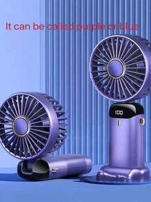 1 pieza Mini ventilador de mano USB unisex, esencial de verano, a juego de colores, de pie, plegable, de 5 aspas, 5 velocidades, silencioso, con indicador de batería, adecuado para exteriores, camping, viajes, playa, deportes, oficina, escuela, fiestas en la piscina, uso diario