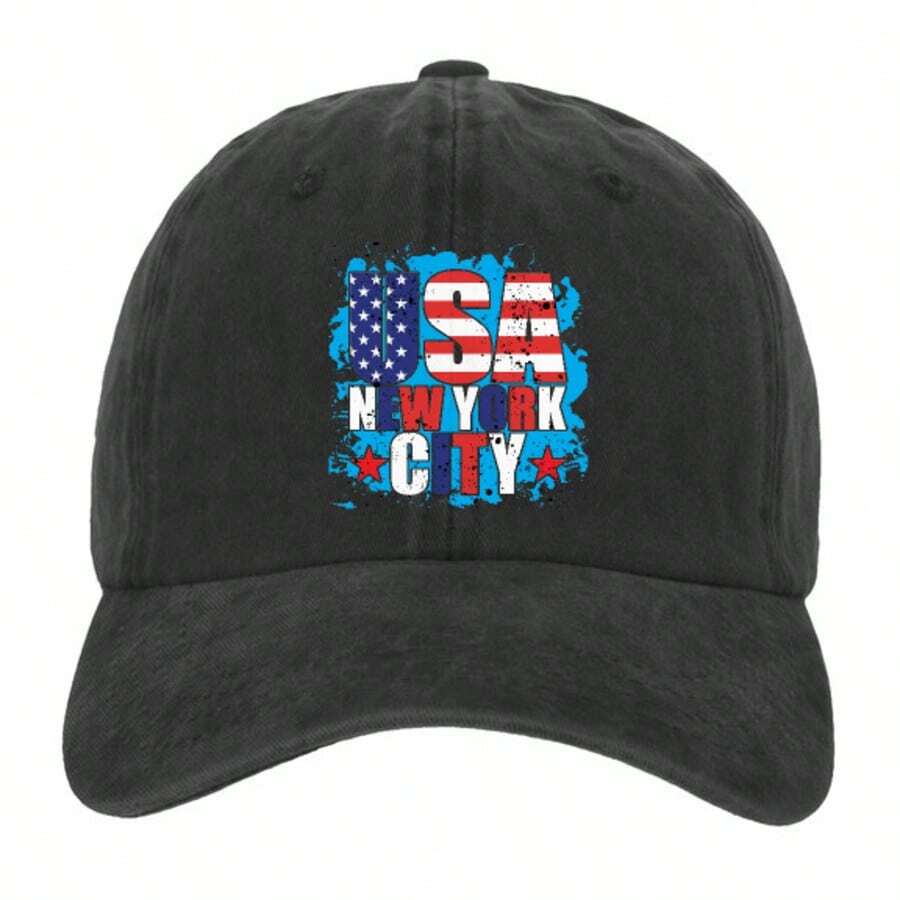 1pc  Graphic Letter Printing  Cotton Unisex Distressed Baseball Cap  Adjustable Size Outdoor Casual Fashion Sun Protection Vintage Streetwear Washed Brim Fashion Hat, Suitable For Daily Matching