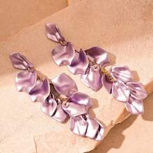 1 Par de Elegantes Aretes con Flecos y Estampado Floral para Mujeres, Adecuados para Vacaciones, Cumpleaños, Citas, Fiestas, Bodas y Accesorios de Viaje