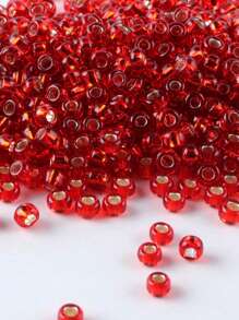 GO2CJBEADS 10 جرام متعدد الألوان حبيبات زجاجية دائرية بقطر 2 مم بخط فضي للاستخدام في صناعة الأساور DIY
