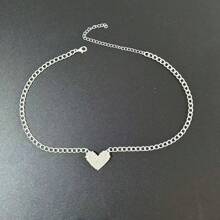 1 pieza Collar con cadena gruesa de moda con corazón de diamante