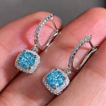 1 Pair Romantic Cubic Zirconia Drop Earrings For Women For Wedding Engagement Anniversary Party Jewelry Valentine's Day Gift