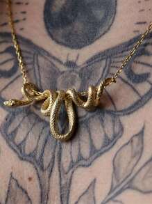 Glitzernde goldene silberne Schlangenketten-Halskette - kantig Punk Rock Hip Hop Schmuck - gewagt einzigartiger Schlangen-Anhänger für Frauen & Männer - vielseitiges Party-Geschenk