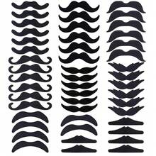 24 Pcs-Self-Adhesive Fake Mustache Set Novelty Mustache, Fancy Dress Fake Mustache Sticker Set For Costume And Halloween Party, Cosplay Props, Party Photo Props(Style Random)