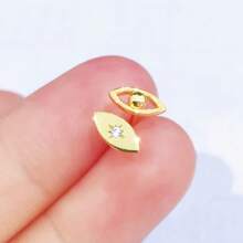 1 par de pendientes de botón en forma de ojo con baño de oro de plata de ley 925, diseño único, brillante, accesorio de moda para resaltar el encanto personal, adecuado para todas las ocasiones