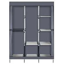 71" Portable Closet Wardrobe Clothes Rack Storage Organizer With Shelf Black/Gray/Blue - 灰色 - 查看 9