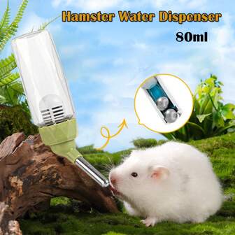 1pc 80ML Hamster Flower Fountain Water Bottle, Automatic Water Feeder For Rabbits, Leakproof Ball Drinking Bottle, Random Color