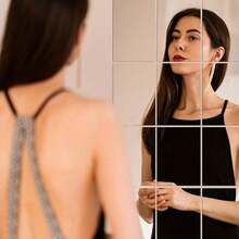 10 片自粘柔性镜面亚克力墙贴，自粘装饰塑料镜子瓷砖非玻璃镜面贴纸，适用于餐桌中心装饰婚礼，家居背景墙衣柜储物柜装饰矩形镜子装饰托盘，化妆，便宜，房间装饰，梳妆台，旅行，卧室，化妆配件，镜子，梳妆镜 - 彩色 - 查看 2