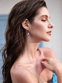 Tropiscape The New Hot Boho Style Faux Pearl Shell Pendant C-Shaped Earrings Vacay Vibes Vacation Relax Autumn Christmas Christmas Winter Christmas Gifts