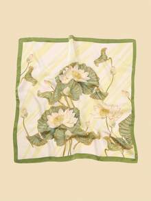 A Ladies Printed Fashion Pocket Square Polyester Scarf Tie-In Scarf Suitable For Daily Use - Green - View 3