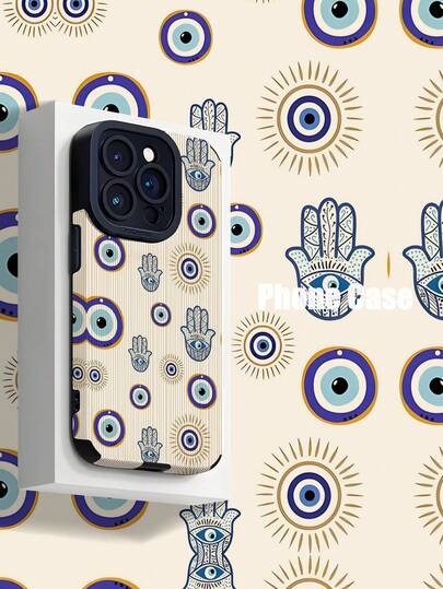 1 件白色和蓝色恶魔之眼条纹经典防摔软保护手机壳，适用于 Apple 且防水防震防刮