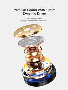 LY02 无线耳机 ENC 通话降噪和触摸控制，带 USB-C 充电端口，节日礼物耳机，游戏耳机和扬声器，麦克风情人节礼物