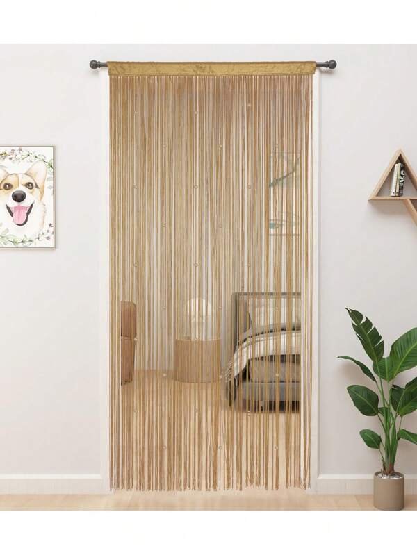 Cortina decorativa para el hogar de 39x79 PULGADAS con lentejuelas, cortina de cuerda para puerta, dormitorio, sala de estar, divisor, panel de ventana, flecos, sin cuentas, decorativa y transparente