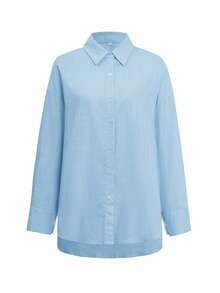 Look Polly Women's Christmas Long Sleeve Shirt, Solid Color Single Breasted Casual Fashion, Traceable Cotton Fall Women Clothes, Pocket Design, Back To School Clothes, Old Money Style Women Christmas