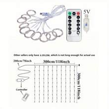 Luci a LED tipo lucine, luci a filo alimentate da USB con telecomando, adatte per Natale, Ognissanti, matrimonio, compleanno, festa, decorazione casa e camera da letto